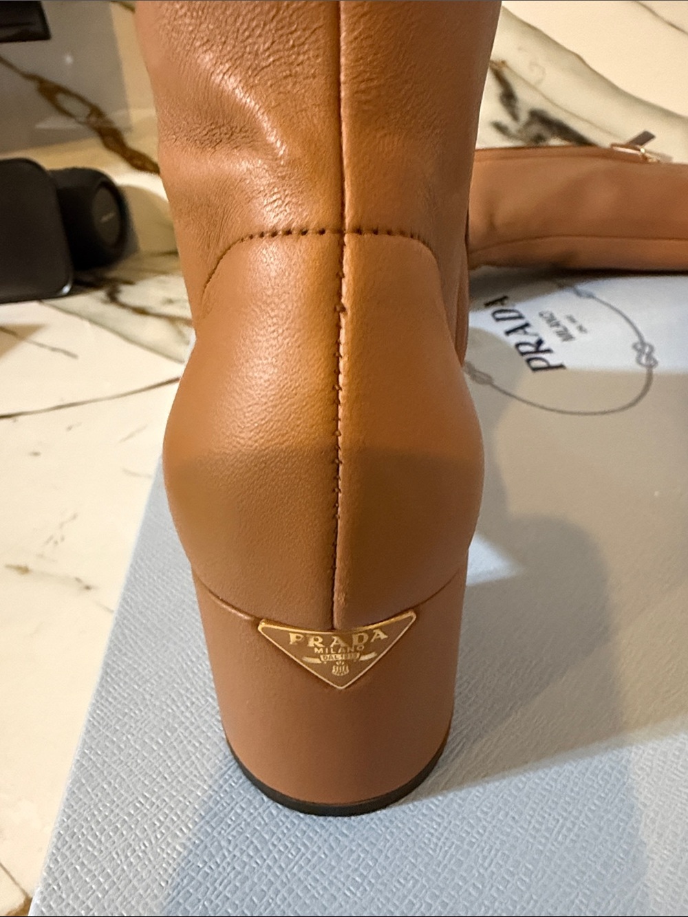 PRADA CALZATURE DONNA CARAMEL NAPPA LEATHER SOZE EU 36.5 - Picture 13 of 15